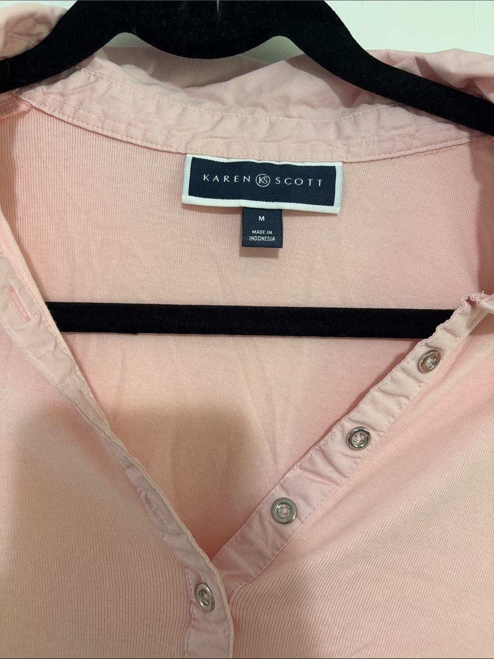 Karen Scott Pink Button Polo Size M - Picture 2 of 4